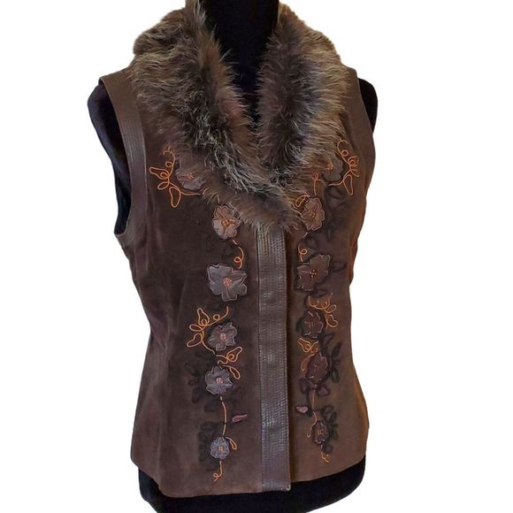 Nine West Jackets & Blazers - Nine West Leather Vest with Faux Fur Size M